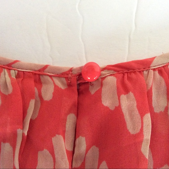 MILLY SILK ORANGE PATTERNED SLEEVELESS BLOUSE SZ 4 - Picture 6 of 8